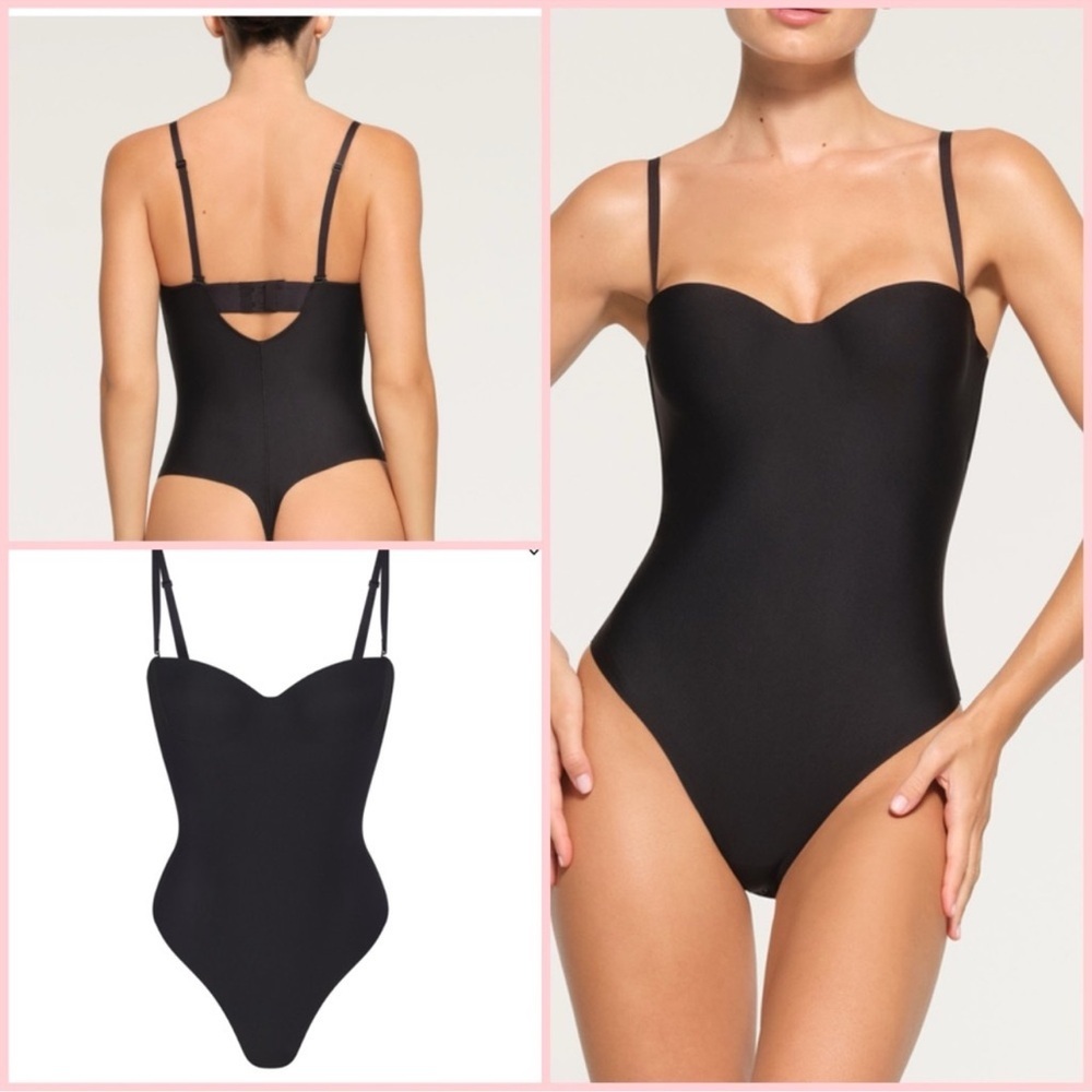 Skims Body molded (B13) UNDERWIRE THONG BODYSUIT in Onyx NWT M